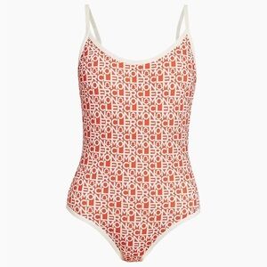 Moncler Orange Logo Scoopback One-Piece Swimsuit Size Medium NWT